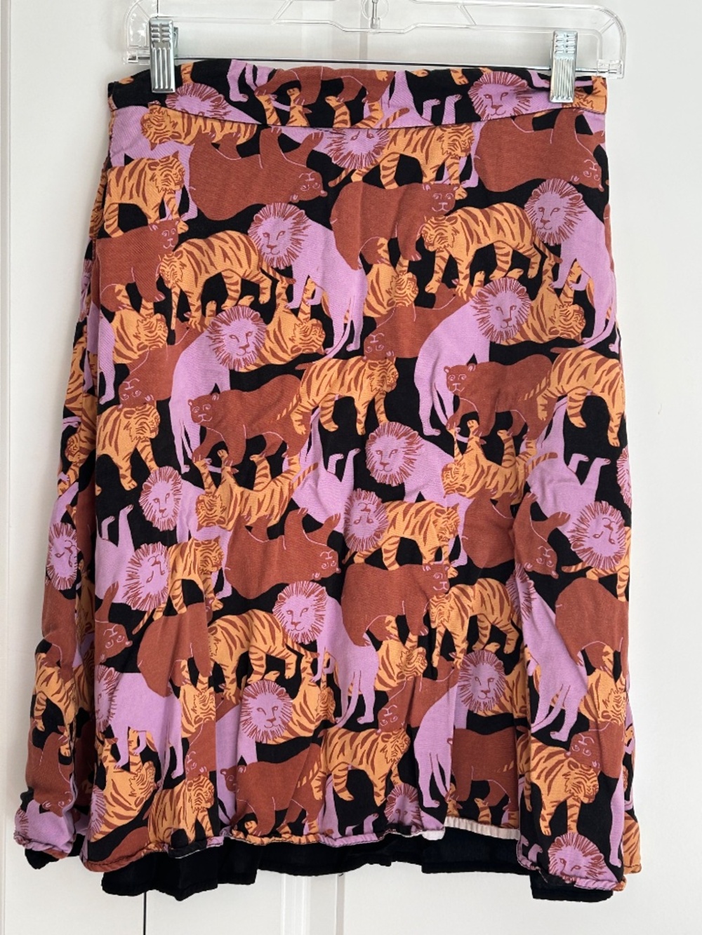 ModCloth A-Line Skirt retro safari pattern lions tigers bears size S